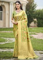 Organza Pista Green Traditional Wear Weaving Saree